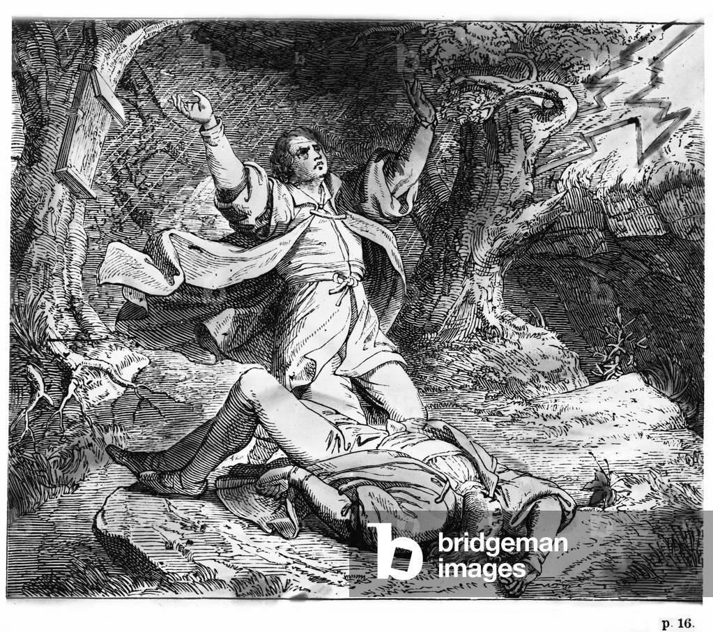 Martin Luther's friend Alexis is struck by a lightning