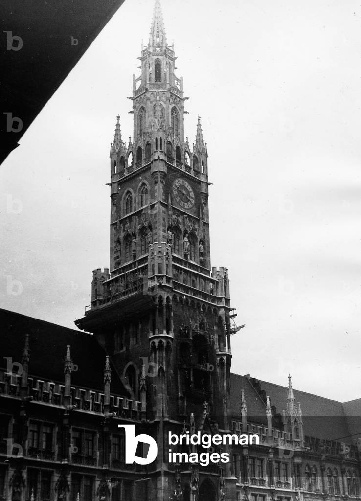 Tower of Munich city hall, Germany early 1970s