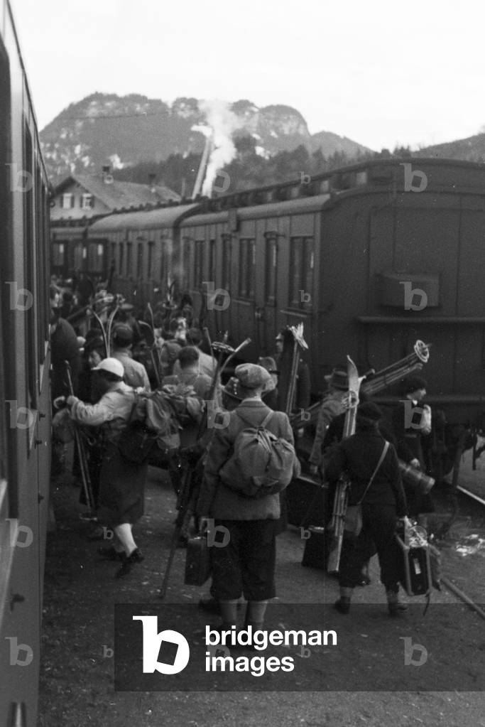 On vacation at Walsertal valley in the Vorarlberg region, Austria 1930s (b/w photo)