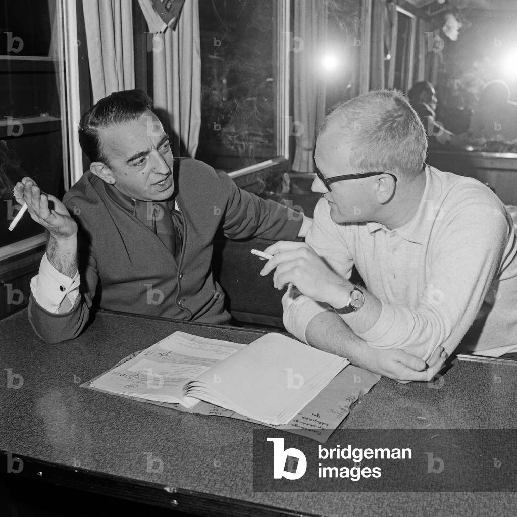 Editors at the canteen in the building of German radio and TV station Norddeutscher Rundfunk at Hamburg, Germany 1960s