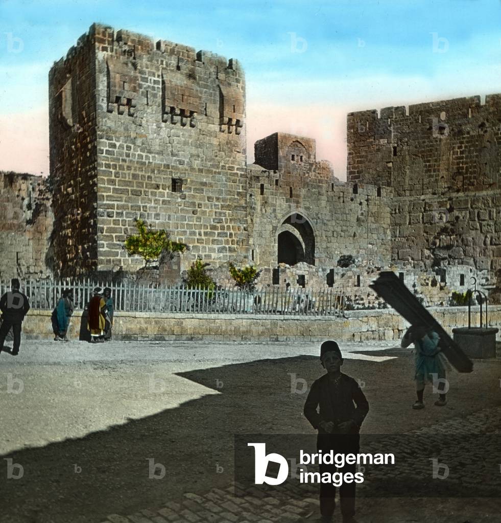 King David's tower near Jaffa gate at Jerusalem, 1920s