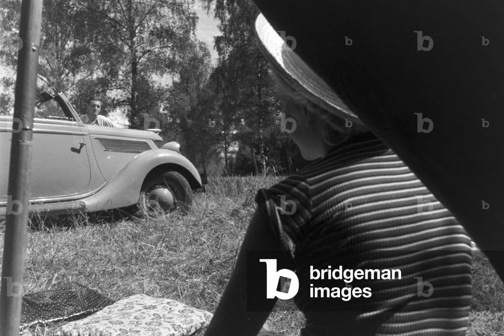 Camping near Marbach at Naab, Germany 1930 (b/w photo)