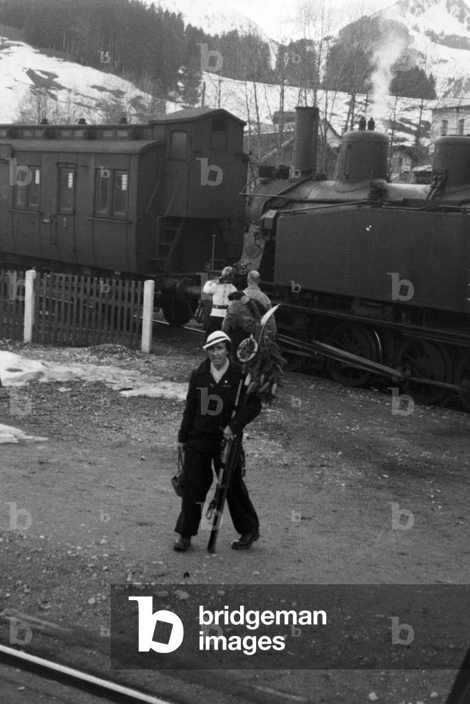 On vacation at Walsertal valley in the Vorarlberg region, Austria 1930s (b/w photo)