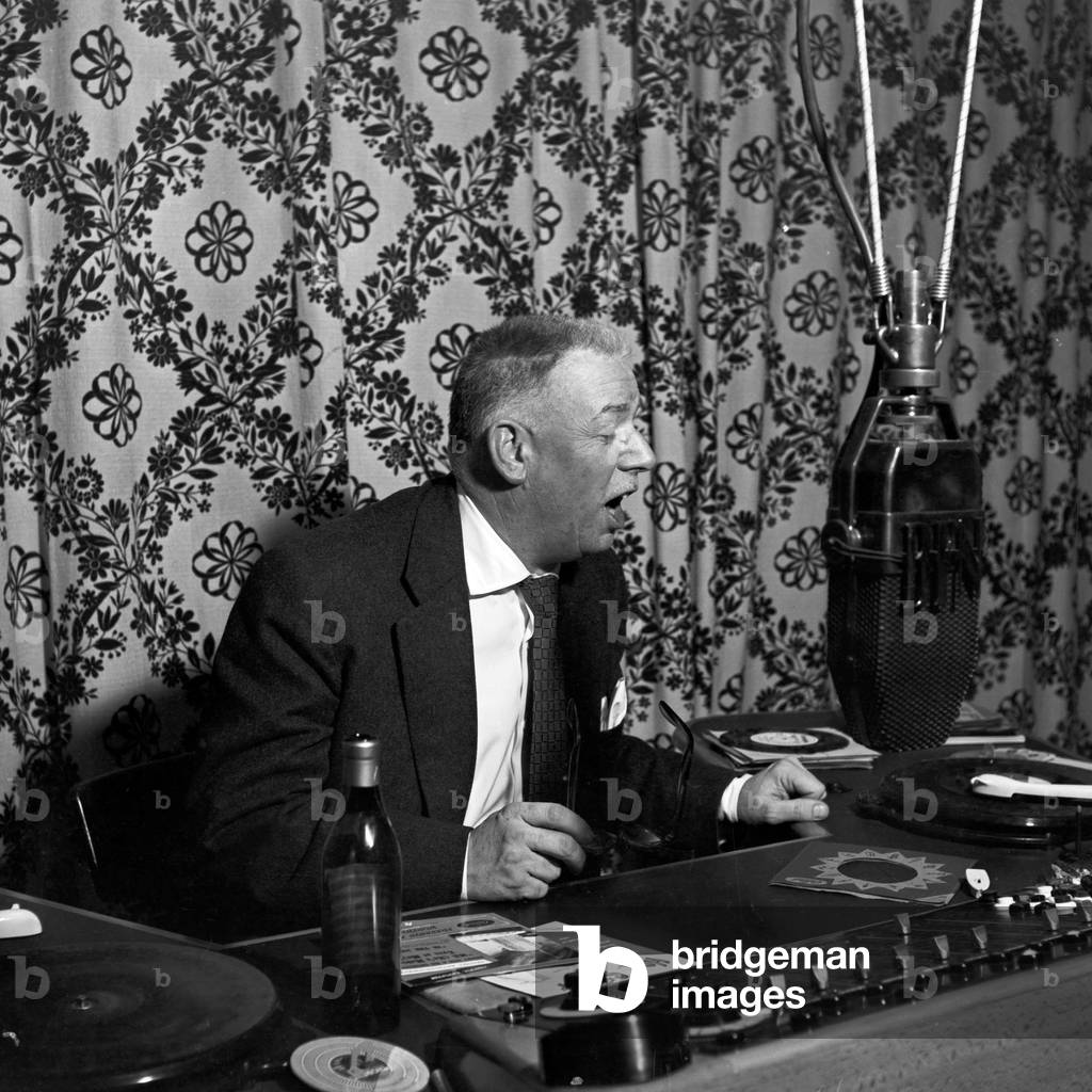 Radio speaker and presender of BFN at the studio in Hamburg, Germany 1950s