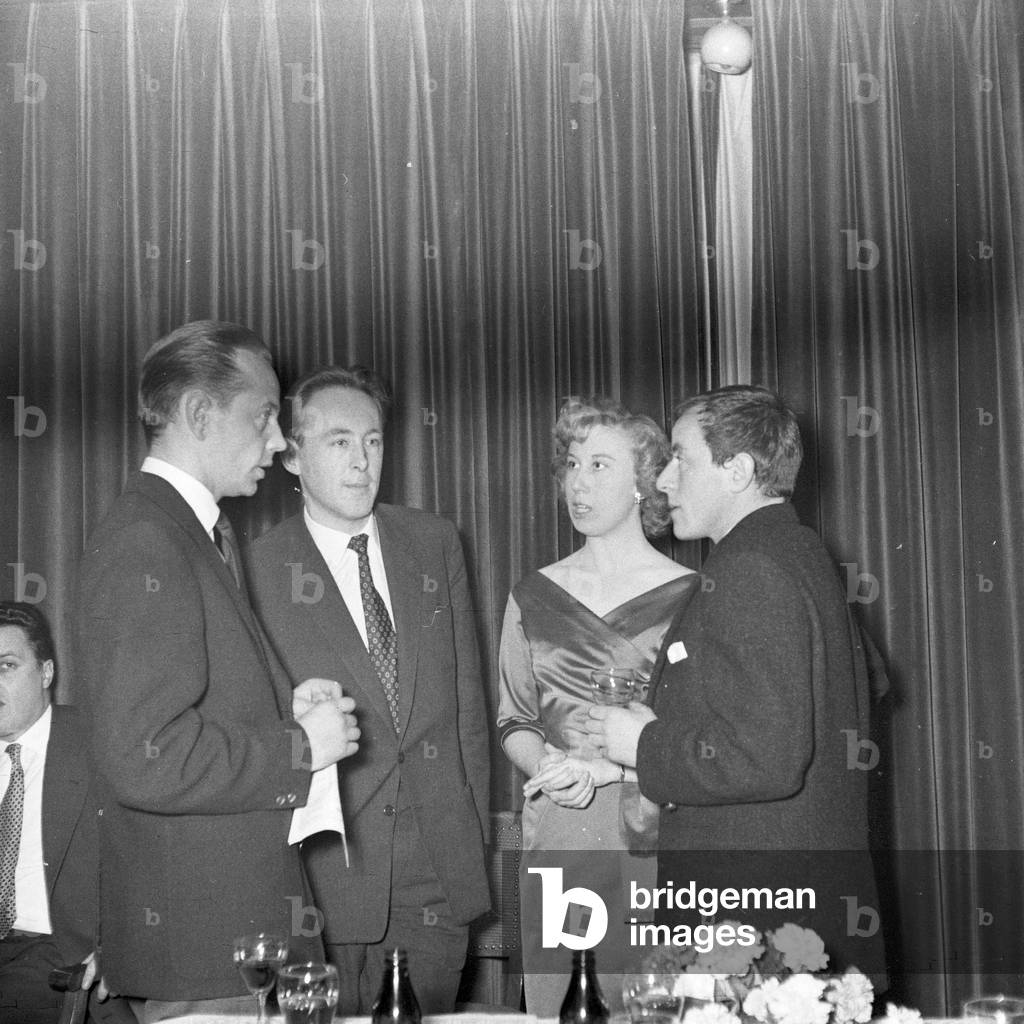 Members of the Christ Barber Band with her singer Ottilie Patterson for a concert at Hamburg, Germany 1950s