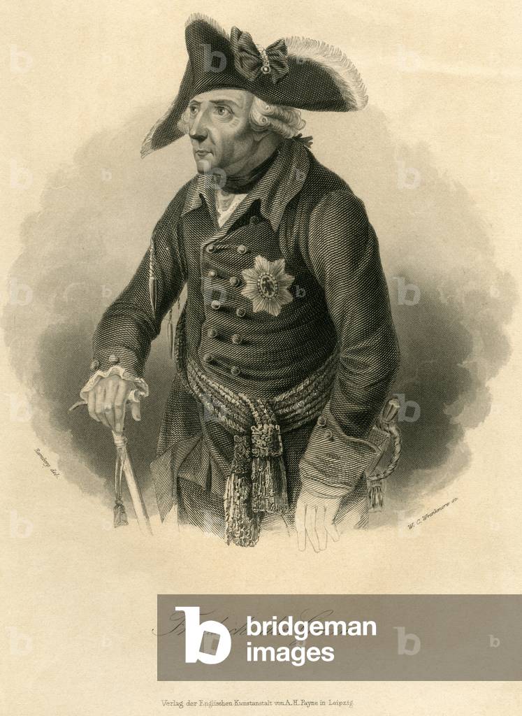 Frederick II or Frederick the Great, king of Prussia, c.1840 (engraving)