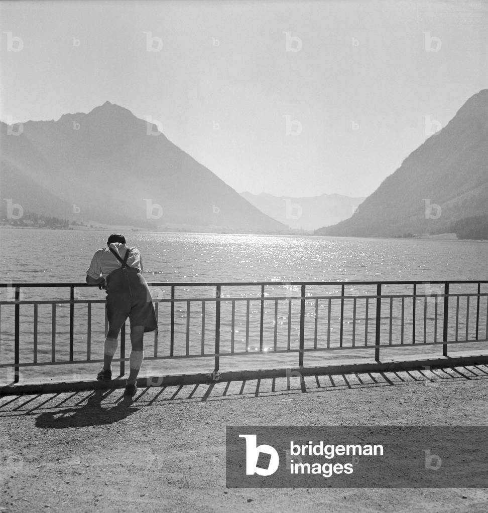 A trip to Lake Achen in Tyrol, Germany 1930s (b/w photo)