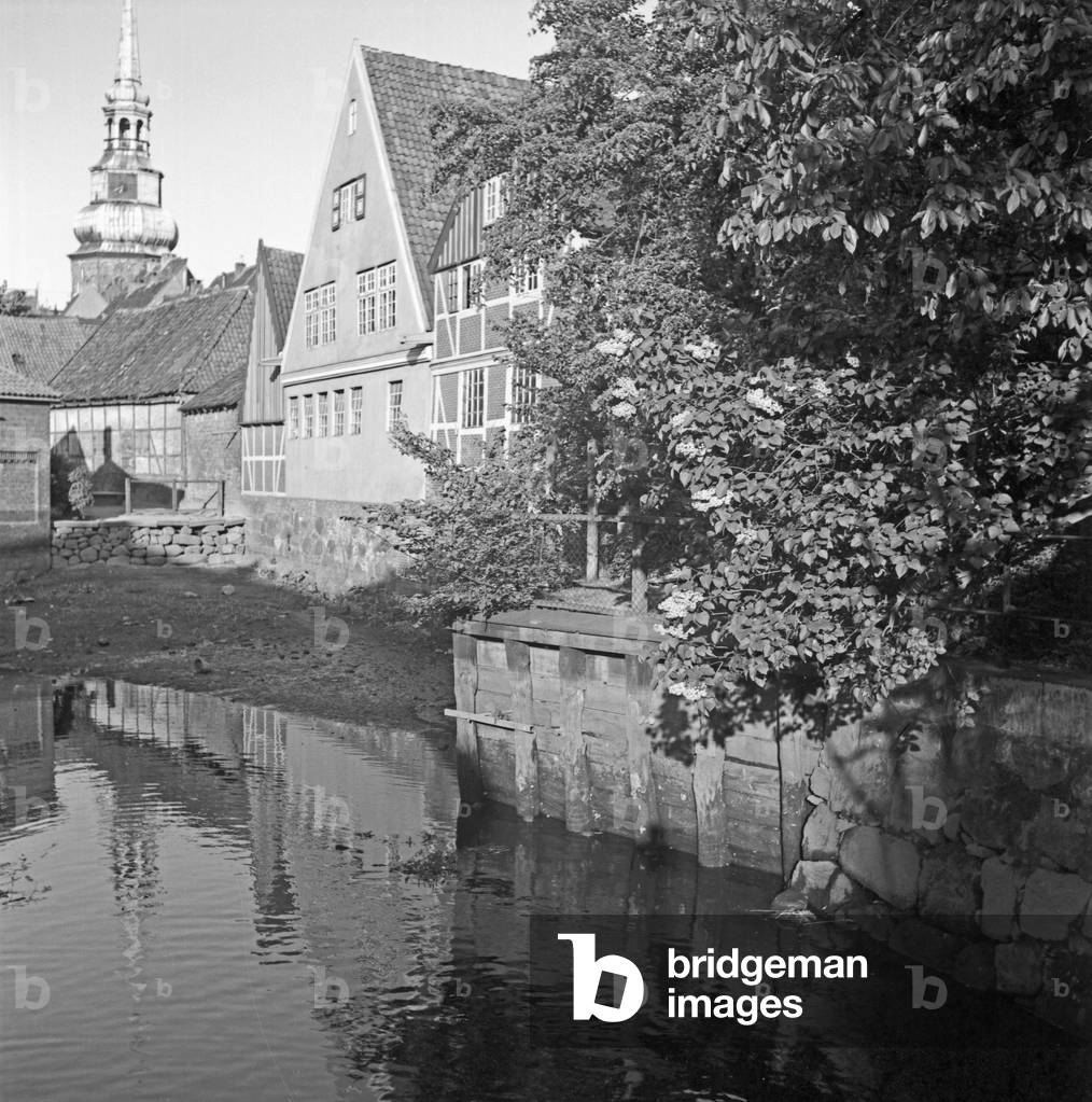 At the old city of Stade, Germany 1930s (b/w photo)