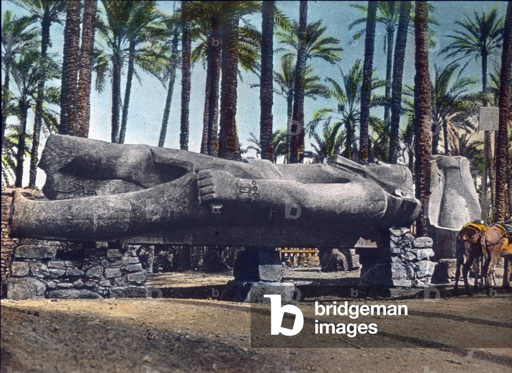 Middle Egypt, Fayum, Statue of Ramesses II, image date: circa 1910. Carl Simon Archive