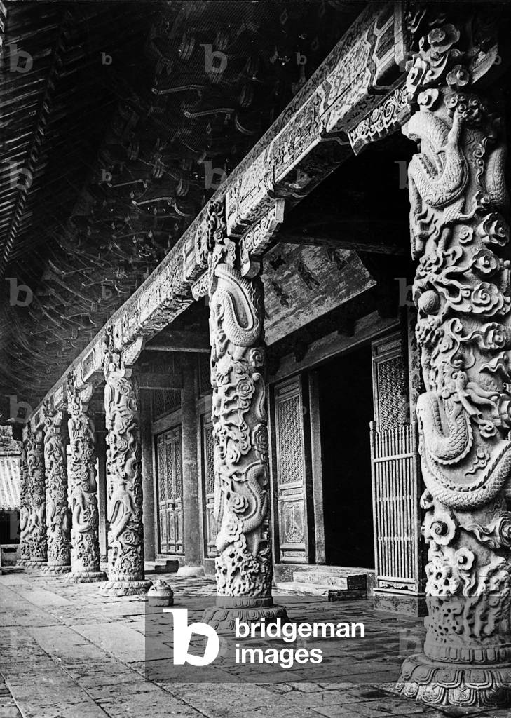 Column portico at a temple palace in Beijing, China 1910s