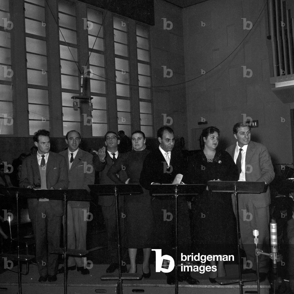Soloists of a choir performing at Studio 10 of German TV and radio station NDR at Hamburg, Germany 1950s
