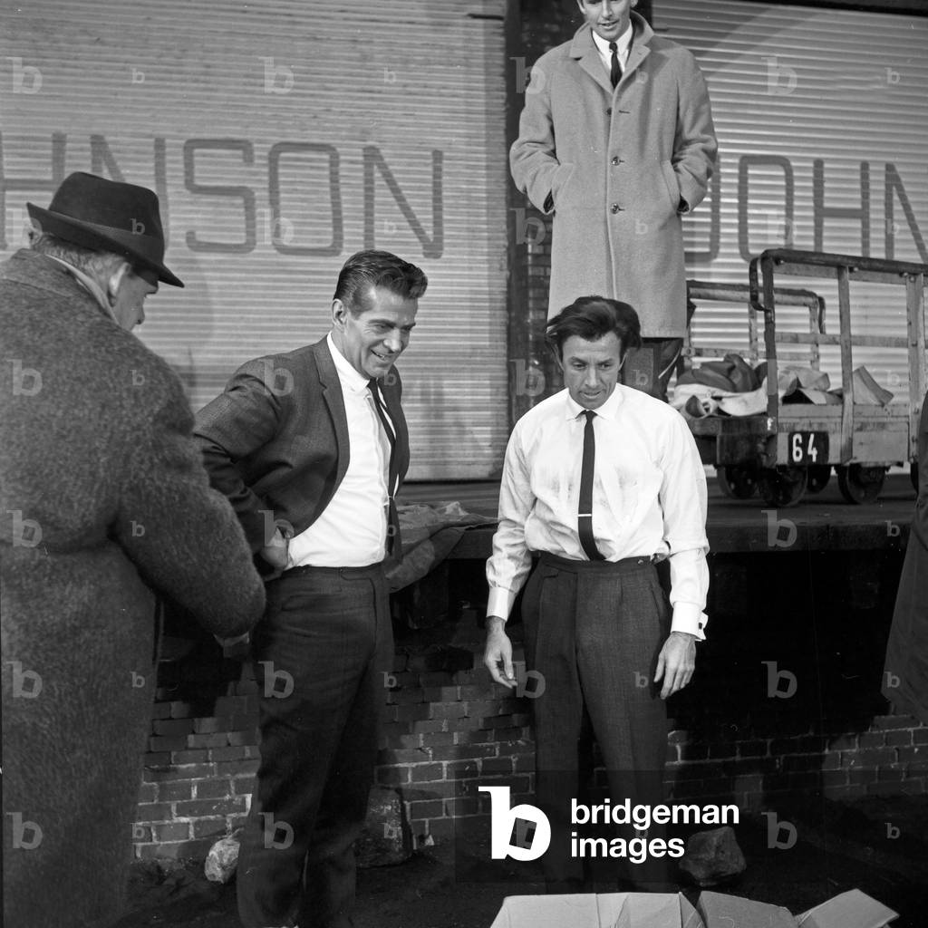 Actor George Nader at the set of one of the Jerry Cotton movies at Hamburg, Germany 1960s
