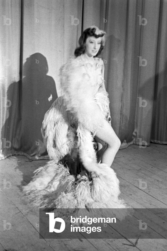Performing artists during an evening show in Karlsbad, Germany 1930s (b/w photo)