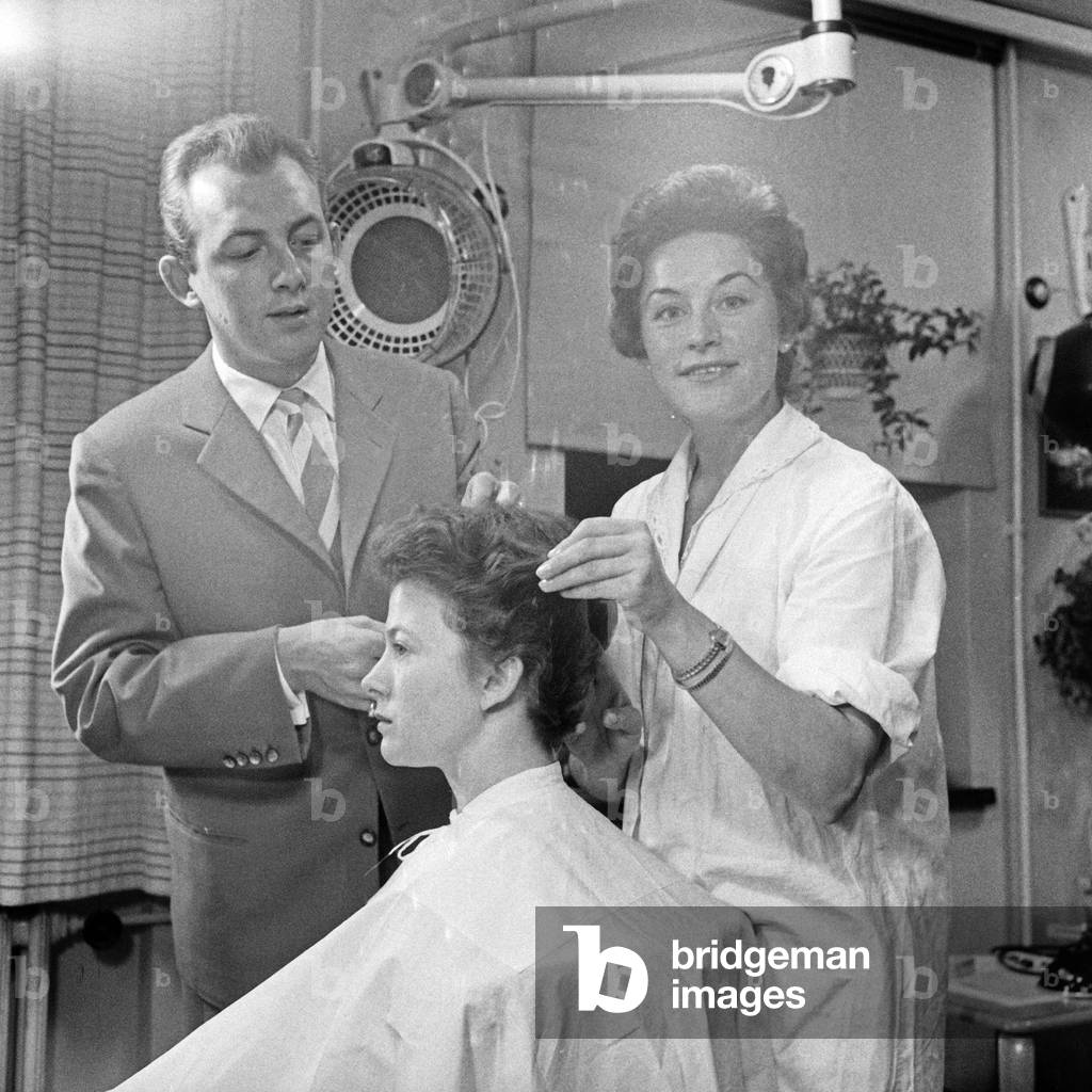 At Haak's haidressing studion in Hamburg, Germany 1950s