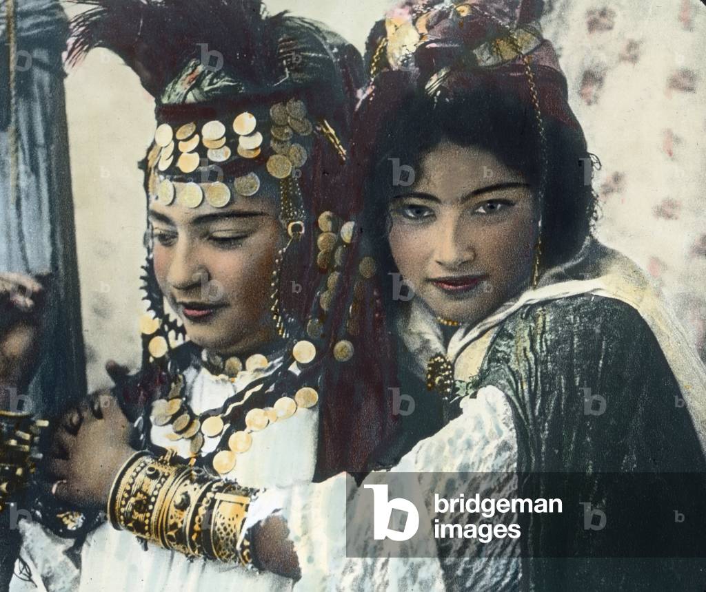 Morocco, portrait of Maroccan belly dancers, image date: circa 1910. Carl Simon Archive