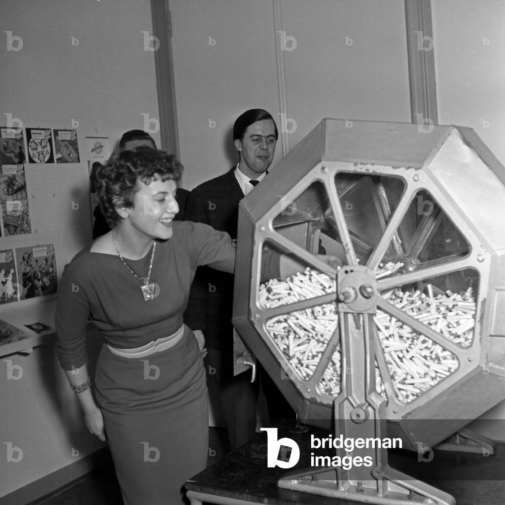 A woman with a lottery wheel, Germany 1950s