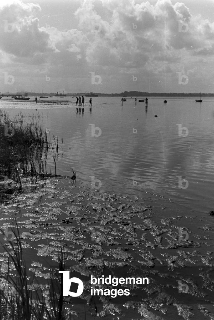 At the sea near Laboe, Germany 1930s (b/w photo)