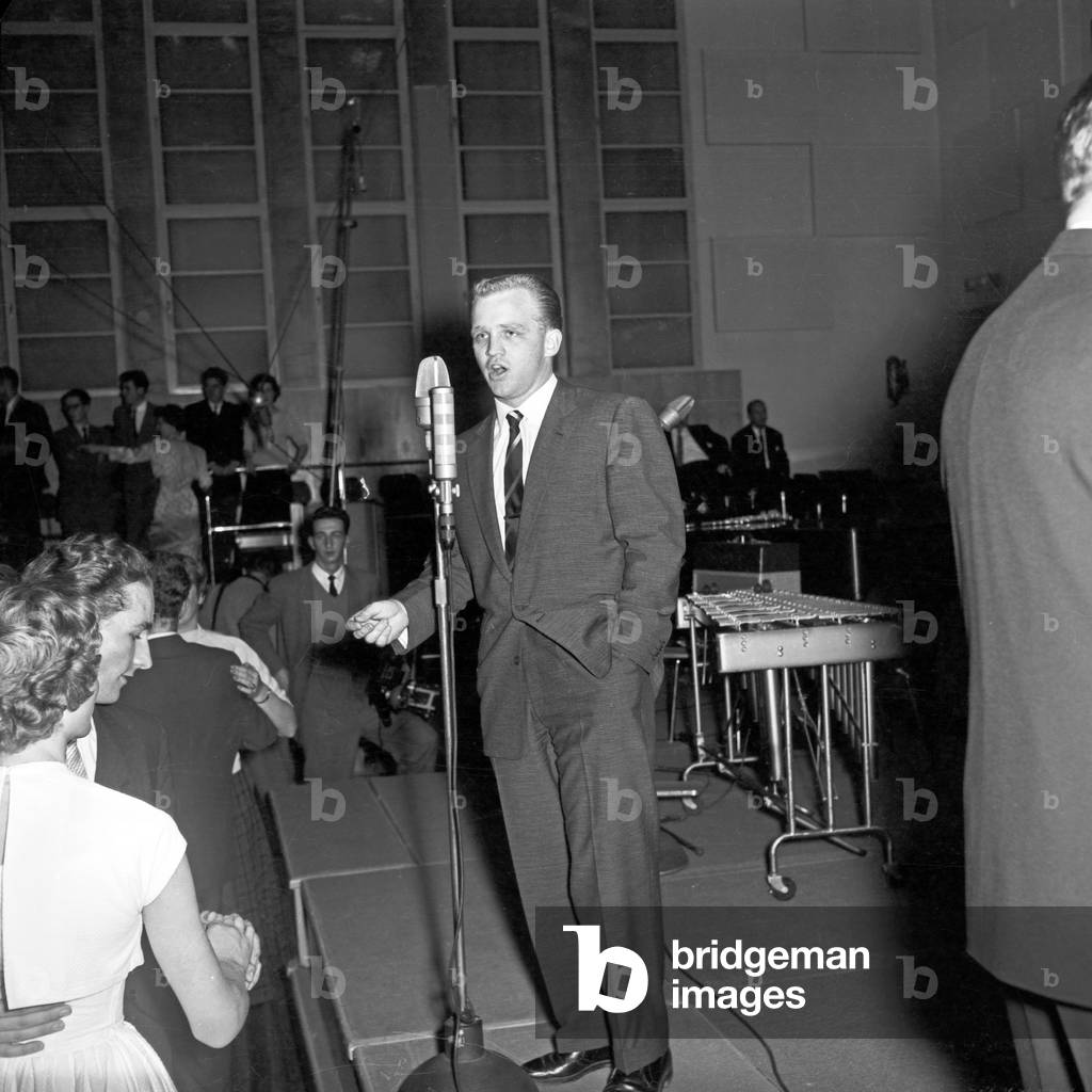 Singer performing at Kiel, Germany 1950s