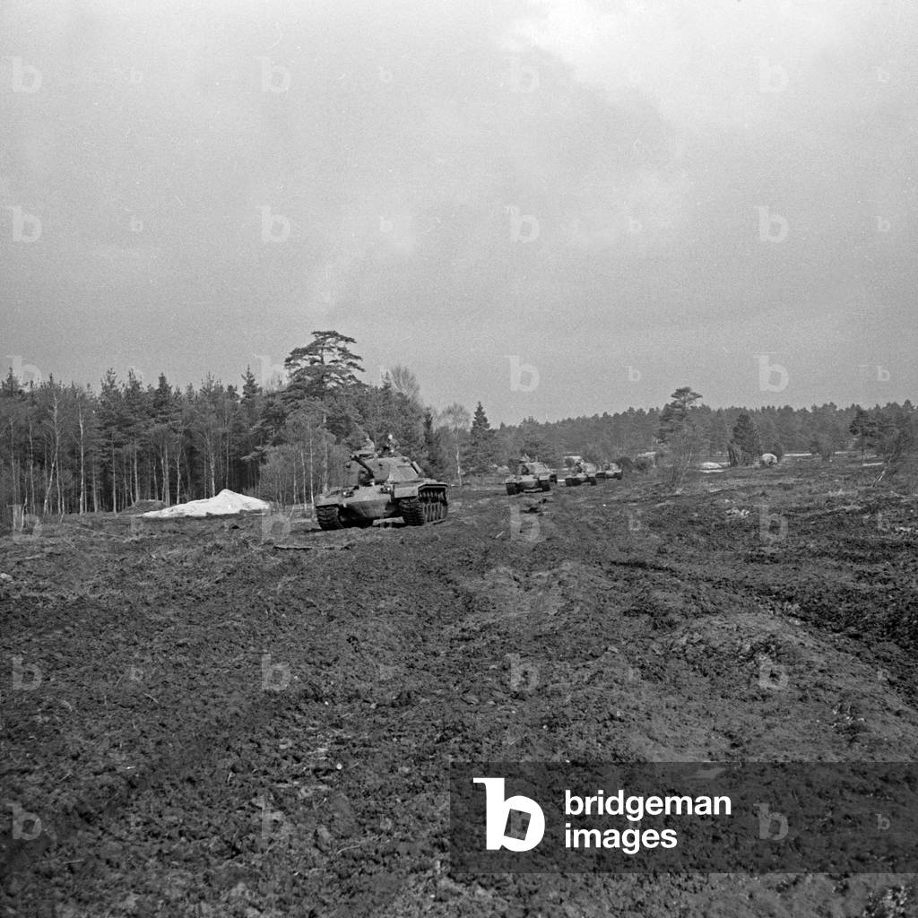 Tanks of the German Bundeswehr at a military exercising ground, Germany 1950s