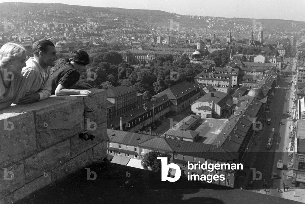 Panoramic view of Stuttgart, Germany 1930s (b/w photo)