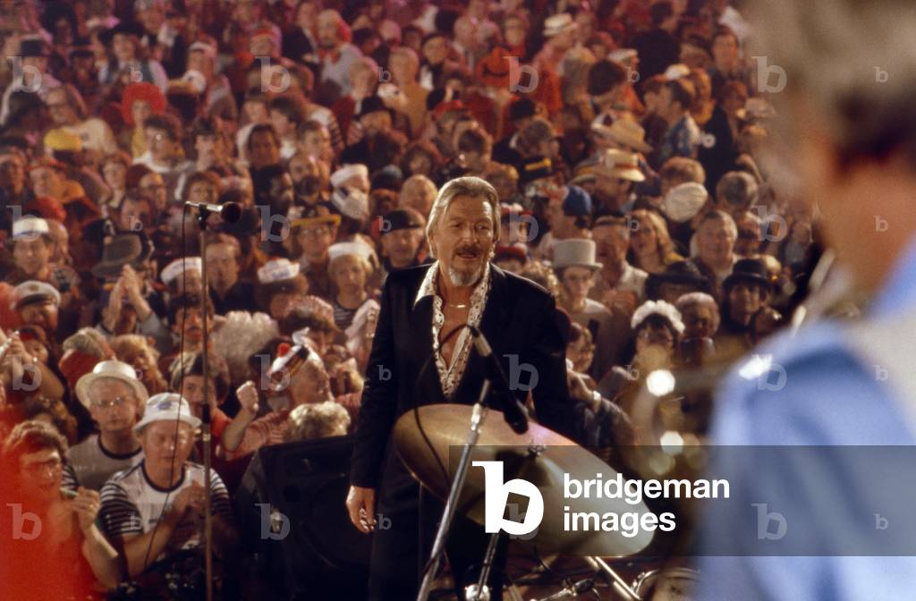 German bandleader, composer and producer James Last at a big performance, mid 1980s