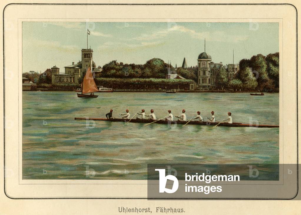 Germany, Hamburg, Uhlenhorst ferry house near the Alster lake, illustration from : 