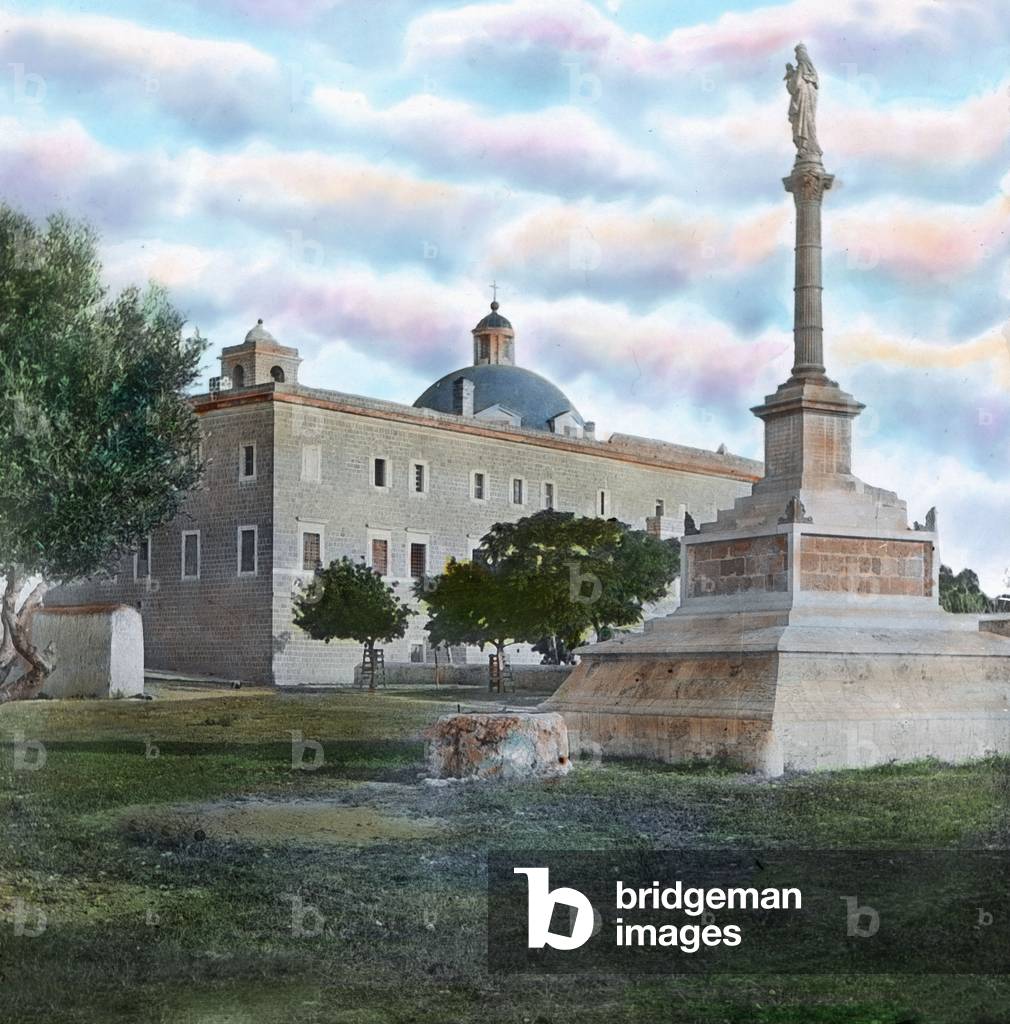 Mount karmel with monastery and St Mary's column, 1920s