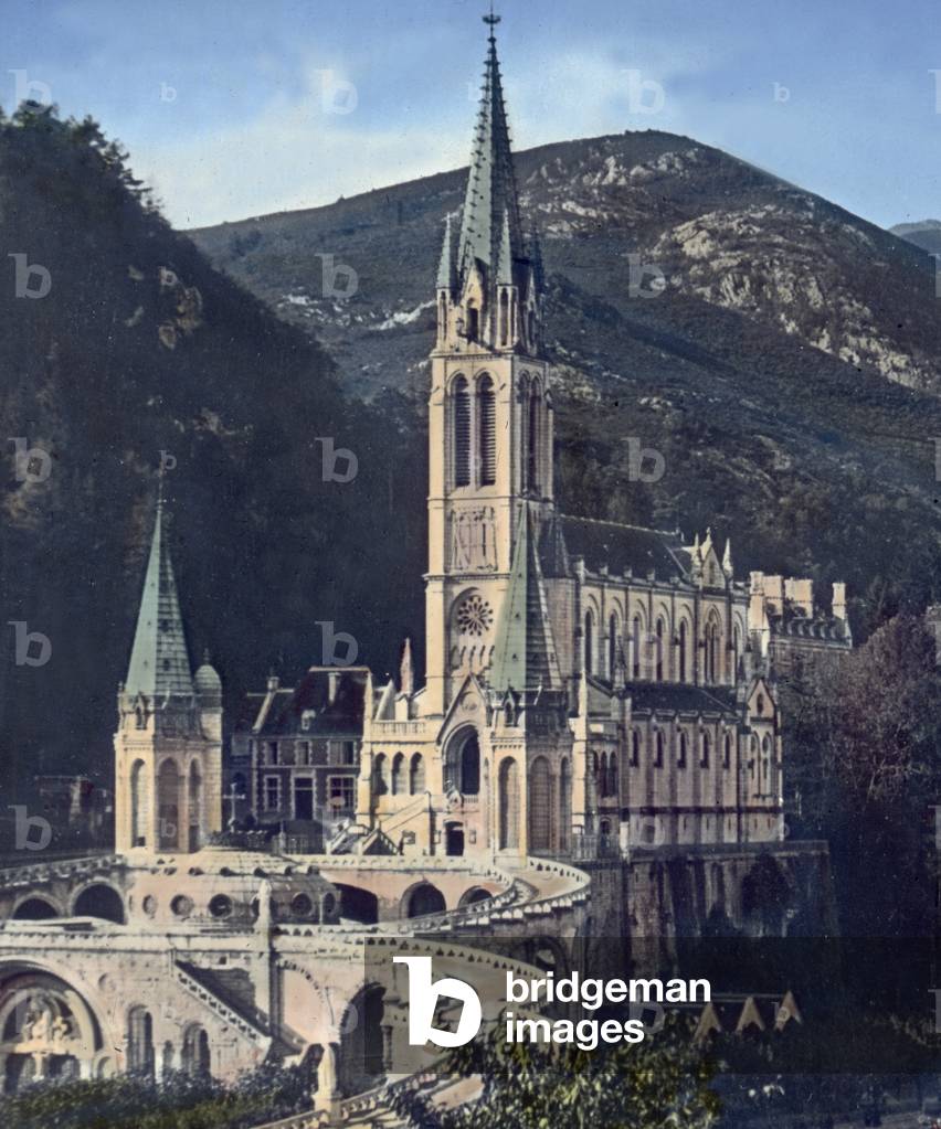 Lourdes, church with church square