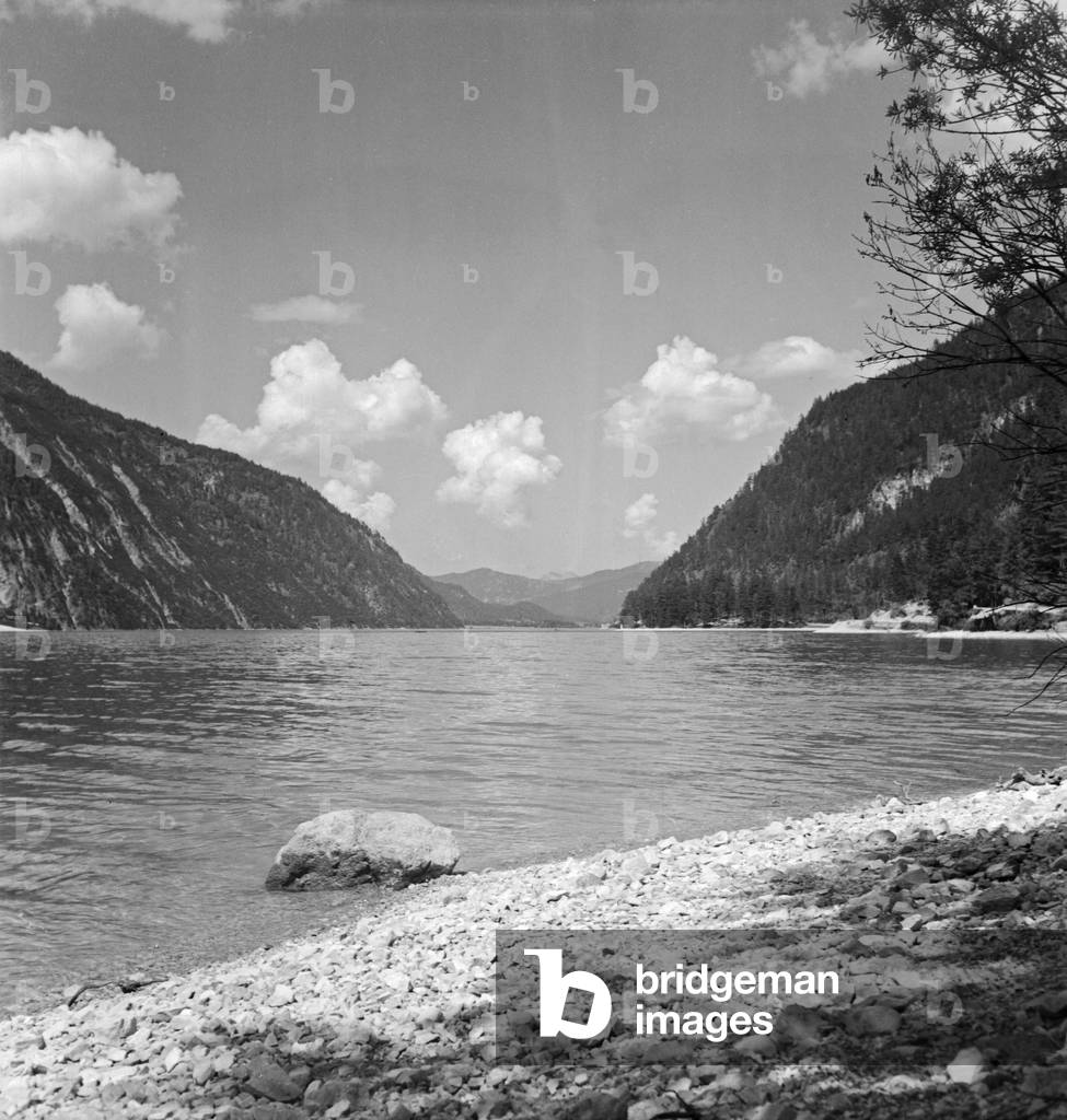 A trip to Lake Achen in Tyrol, Germany 1930s (b/w photo)