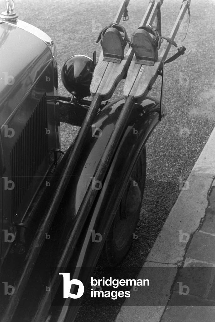 On Mangfallbruecke bridge near Weyarn in Bavaria, Germany 1930s (b/w photo)