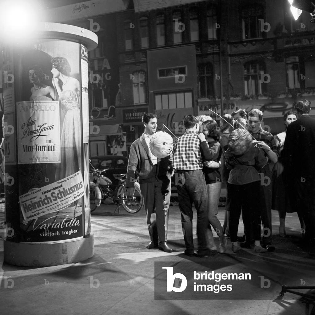 On the set of a TV show with Swiss singer Vico Torriani at Hamburg, Germany 1950s
