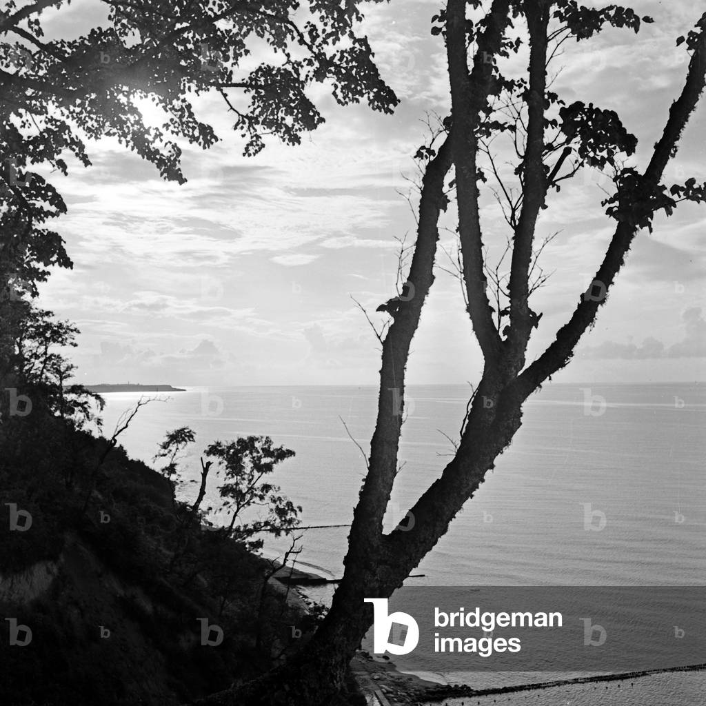 The coast of the Baltic Sea at Sambia, a landscape in East Prussia, Germany 1930s (b/w photo)