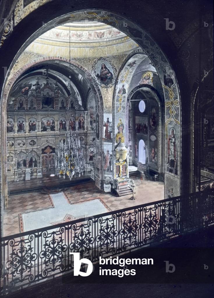 Interior of the church on Valamo island, Finland, 1920s