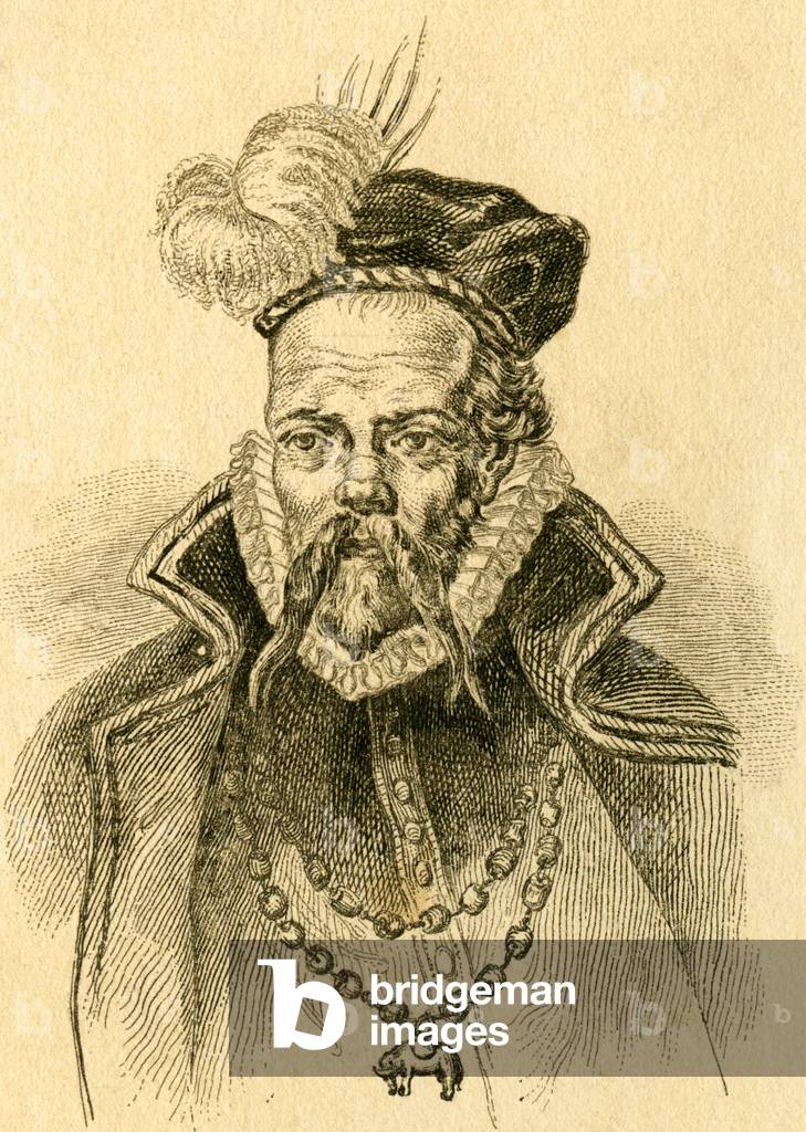 Tycho Brahe (1546-1601), Danish nobleman and astronomer, steel engraving from an book or magazine, about 1830s (engraving)
