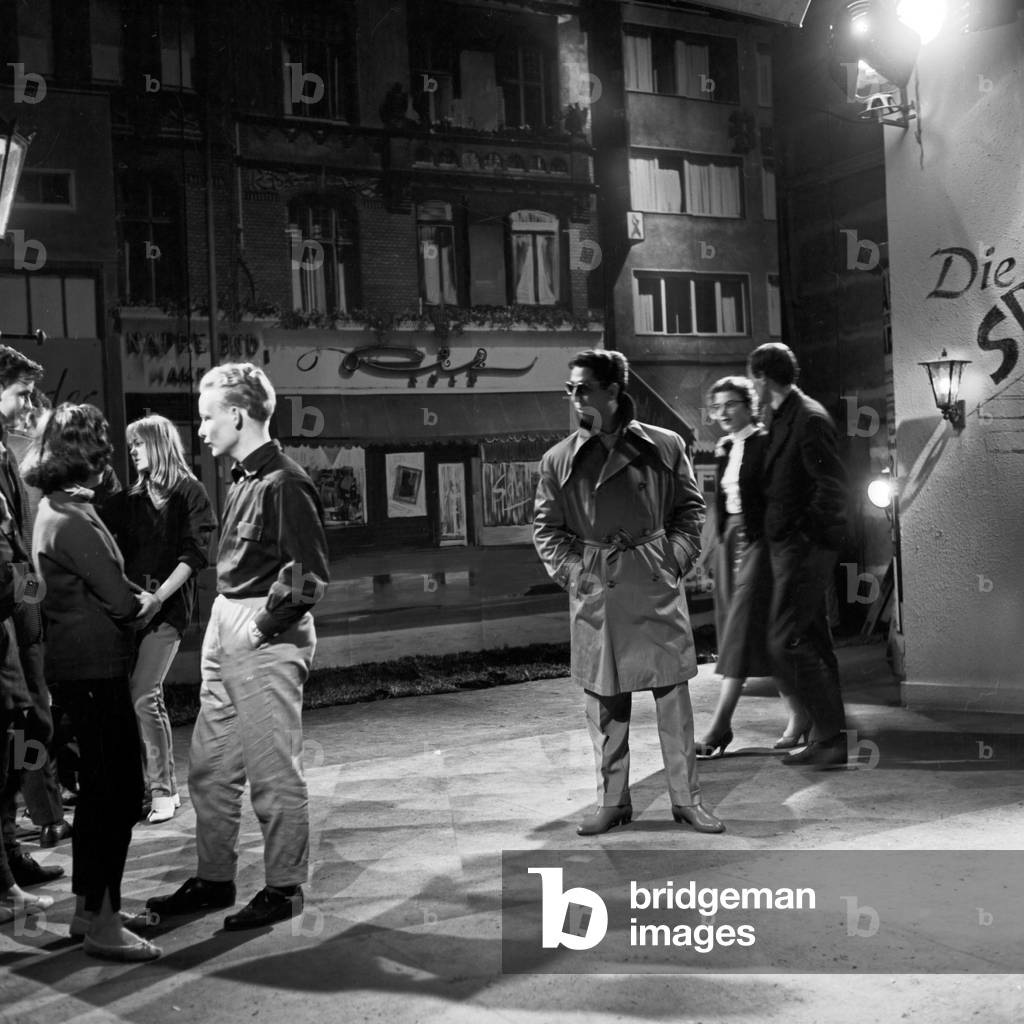 On the set of a TV show with Swiss singer Vico Torriani at Hamburg, Germany 1950s