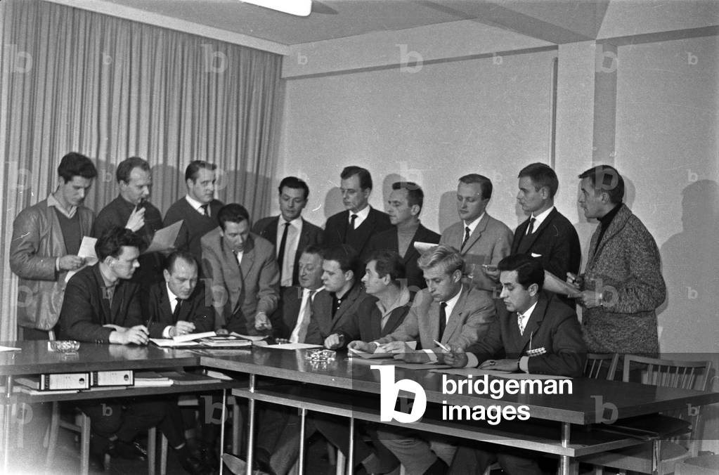 A meeting of producers at Norddeutscher Rundfunk radio and TV station in Hamburg, Germany 1960s
