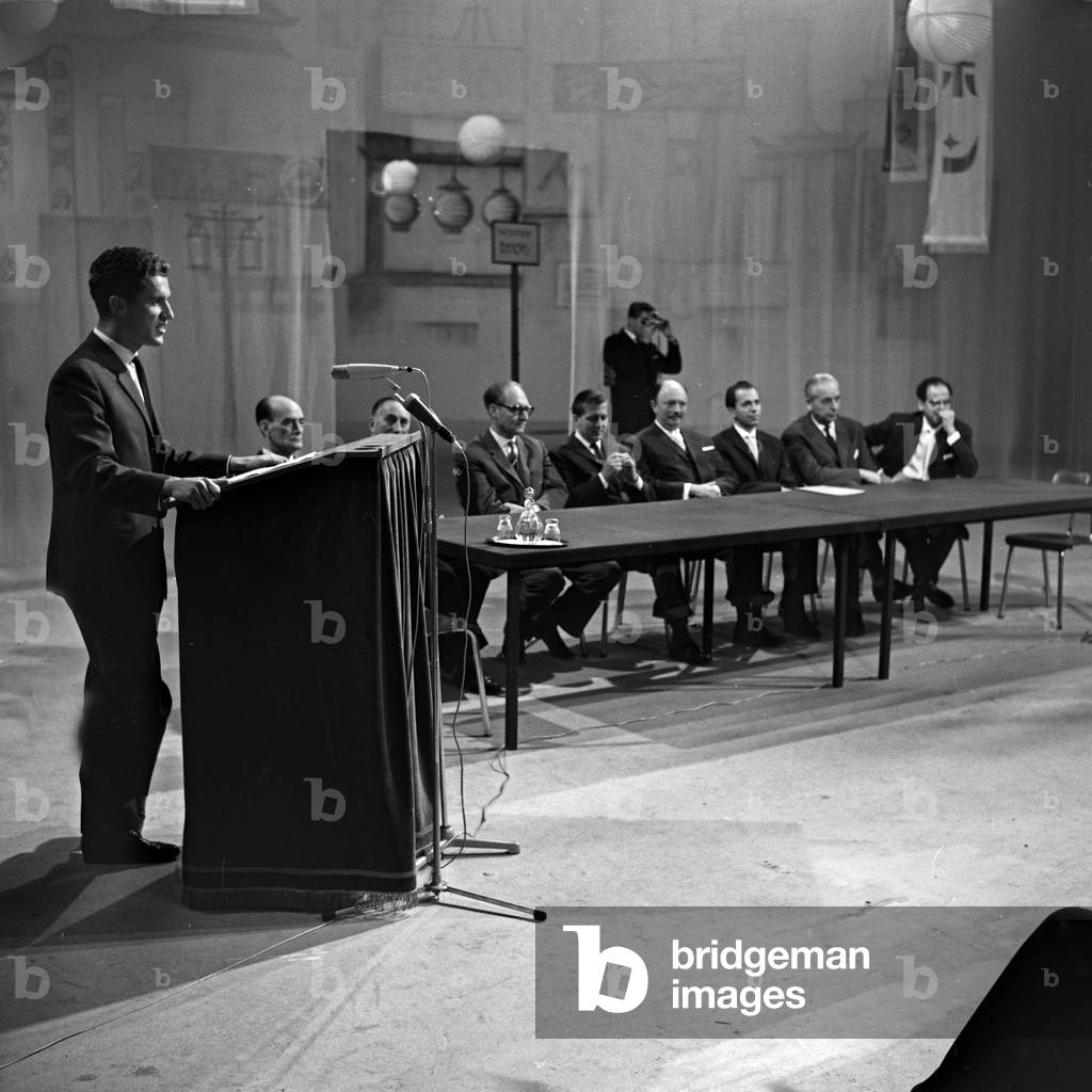 Delivering a speech at the commencement at Hamburg, Germany 1960s