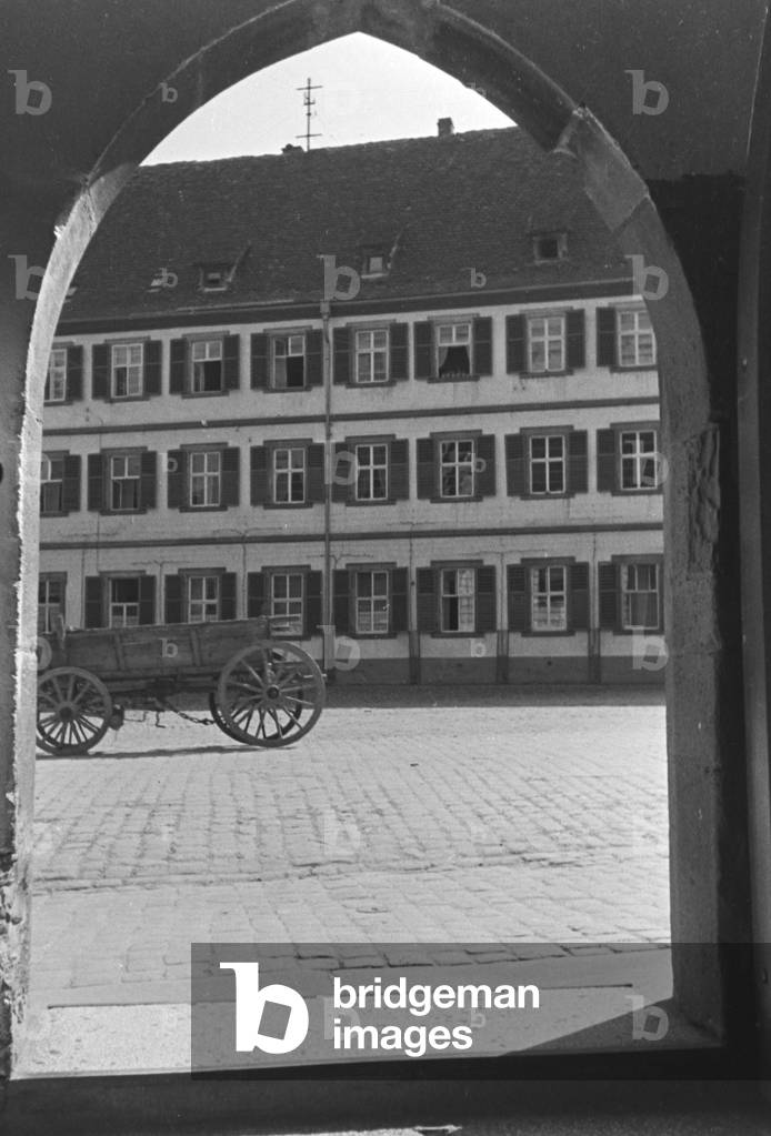 At Amorbach centre, Germany 1930s (b/w photo)