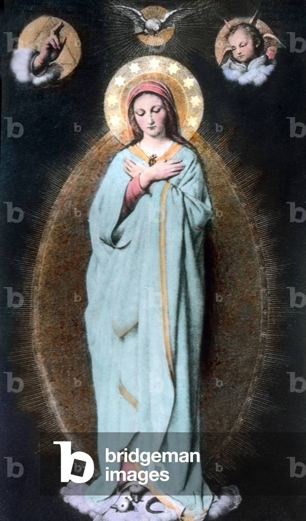 Maria Muttergottes, Jungfrau Europe, France, Lourdes, pilgrim, pilgrimage, religion, history, historical, 1910s, 1920s, 20th century, archive, angel, putto, holy, halo