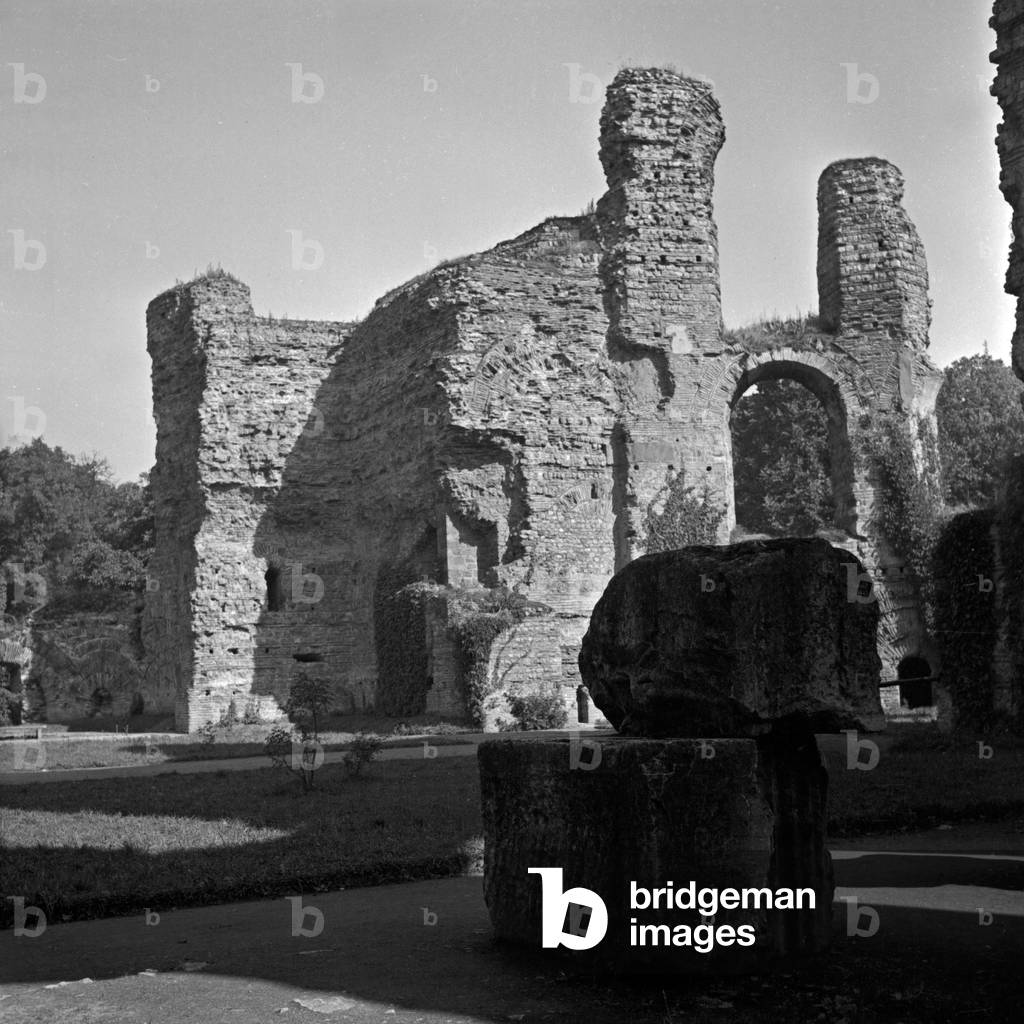 Remains of the imperial Roman thermae at Trier, Germany 1930s (b/w photo)