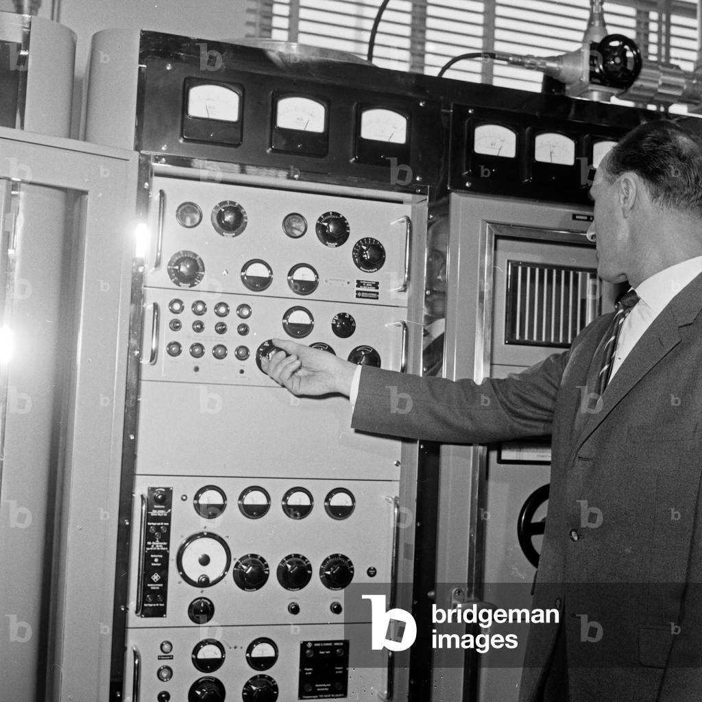 Inauguration of metric wave sender of German TV and radio station Radio Bremen at Leher Feld, Germany 1960s