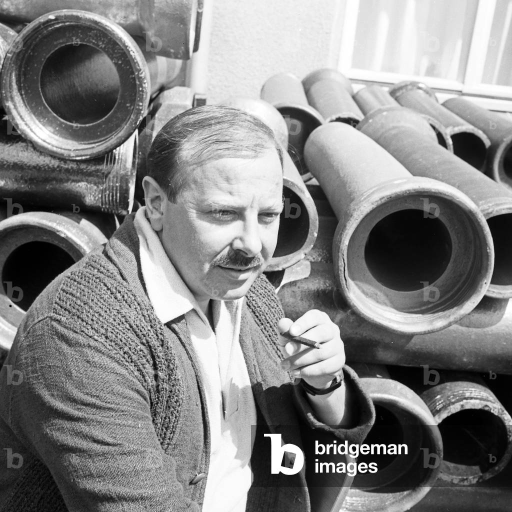 Mr Hess at his warehouse for tubes and pipelines, Germany 1960s