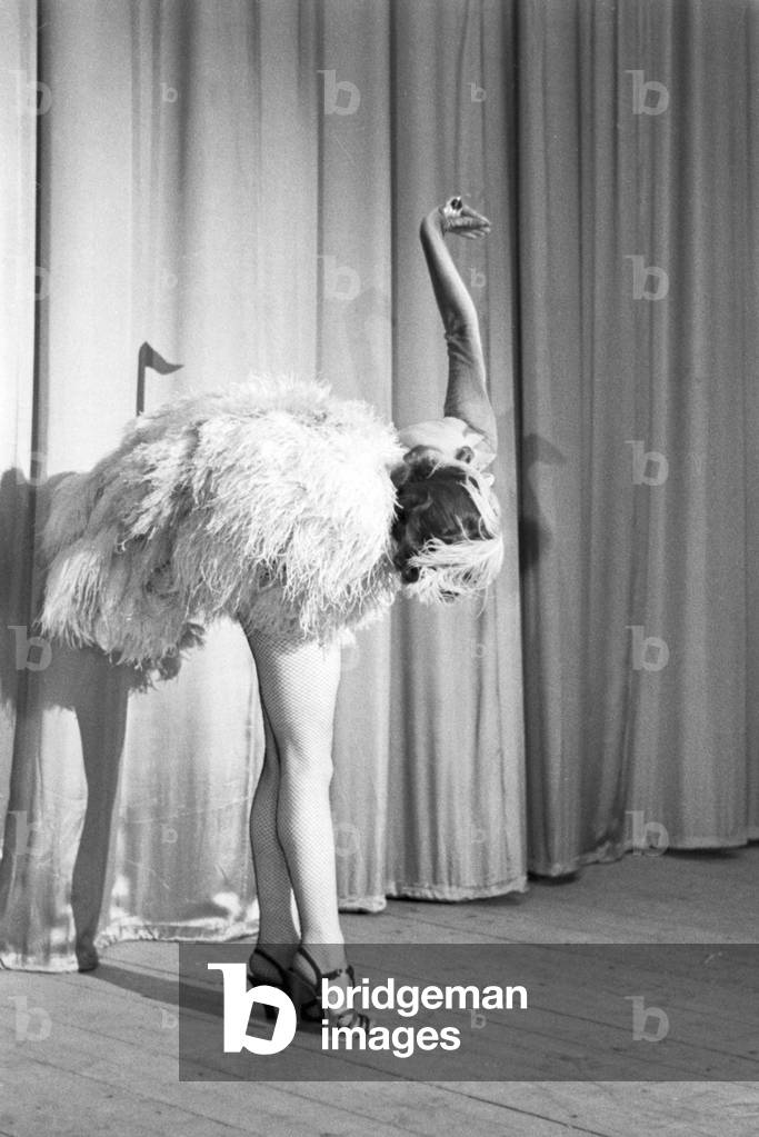 Performing artists during an evening show in Karlsbad, Germany 1930s (b/w photo)