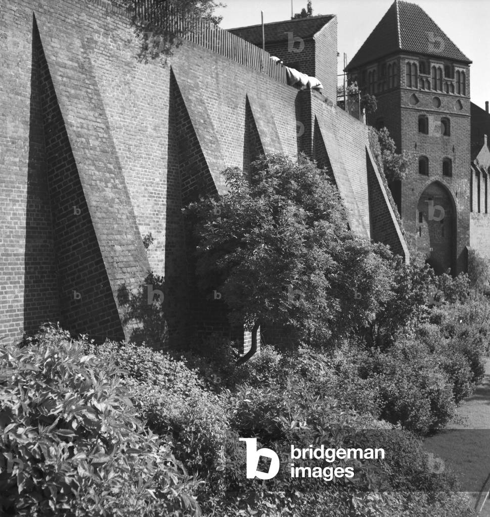 At the city of Tangermuende, Germany 1930s (b/w photo)