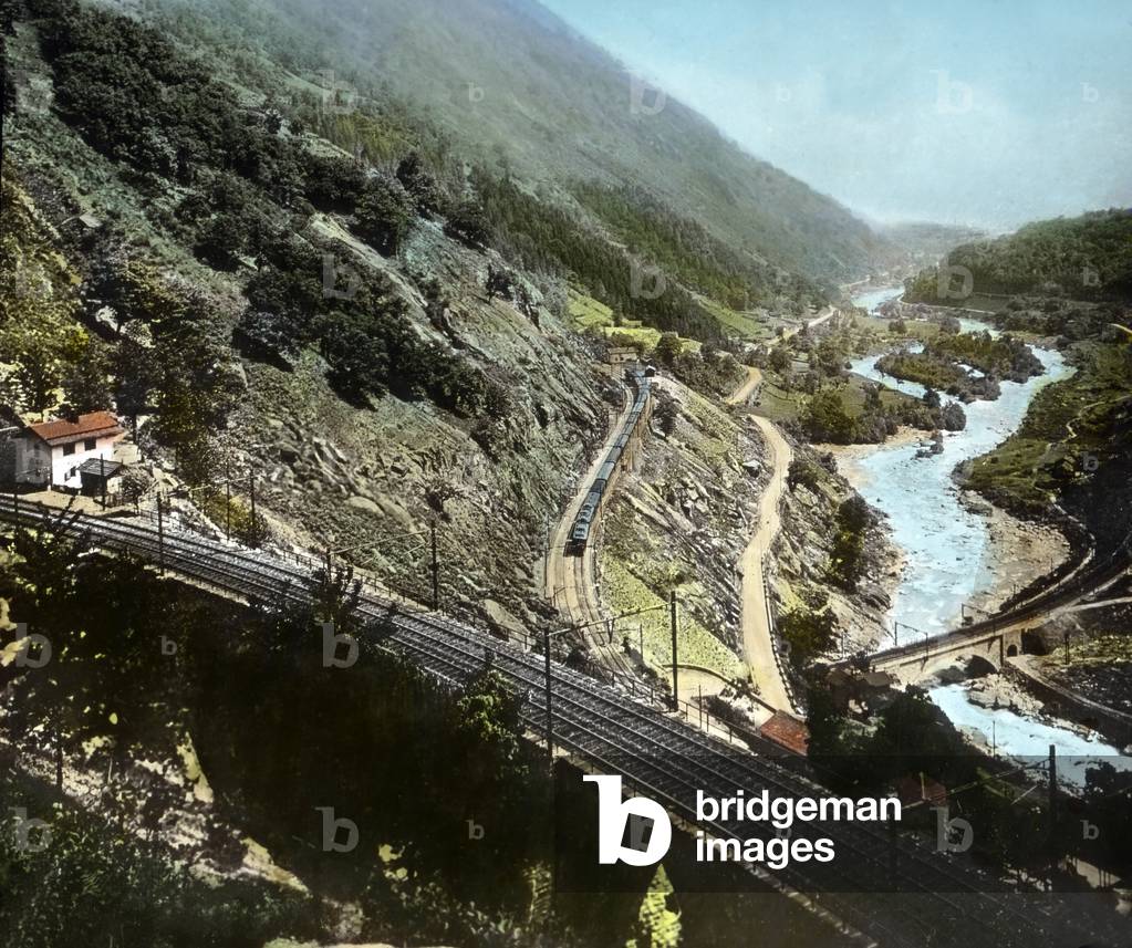 Railway tracks near Giornico, Switzerland 1930s