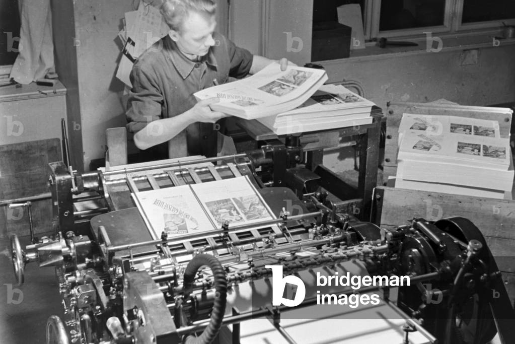 A printer working with the M.A.N, machine 