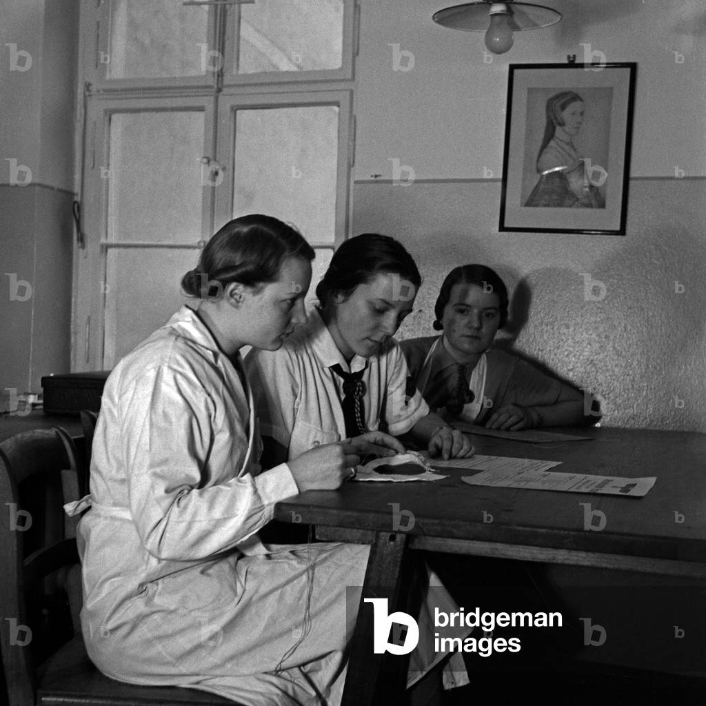 Textile handwork as part of home economics of the Reichsberufswettkampf contest 1937, Germany 1930s
