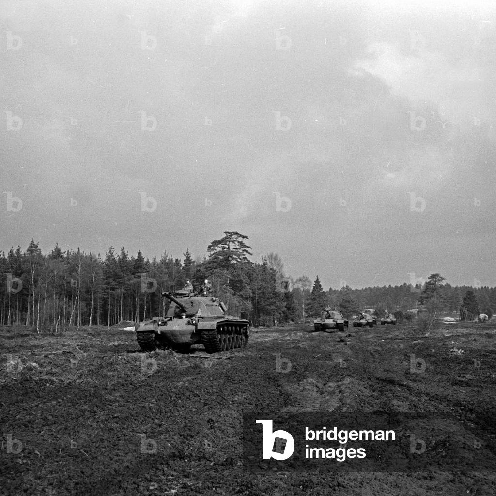 Tanks of the German Bundeswehr at a military exercising ground, Germany 1950s