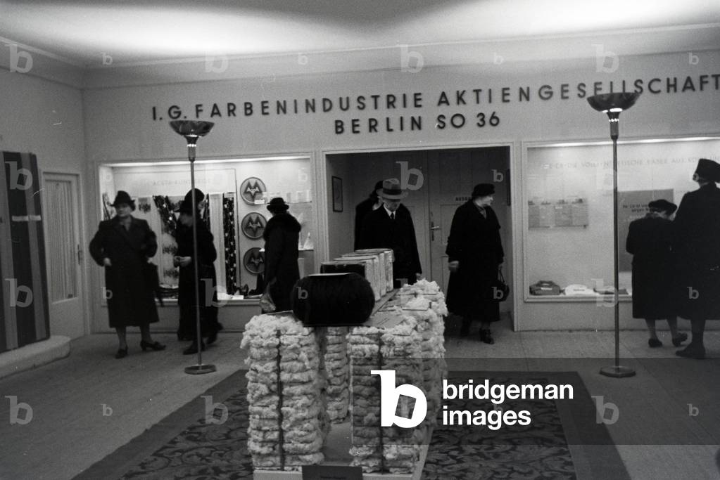 A stand by the company I.G. (b/w photo)