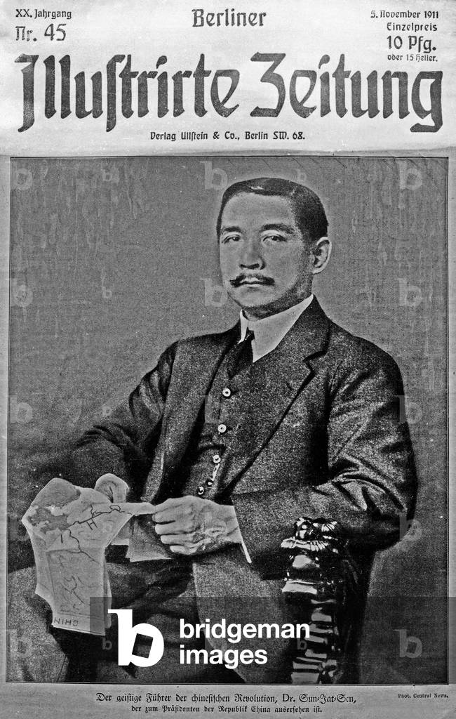 Sun Yatsen, first president of Chinese republic after emperor Pu Yee's abdiction, 1911